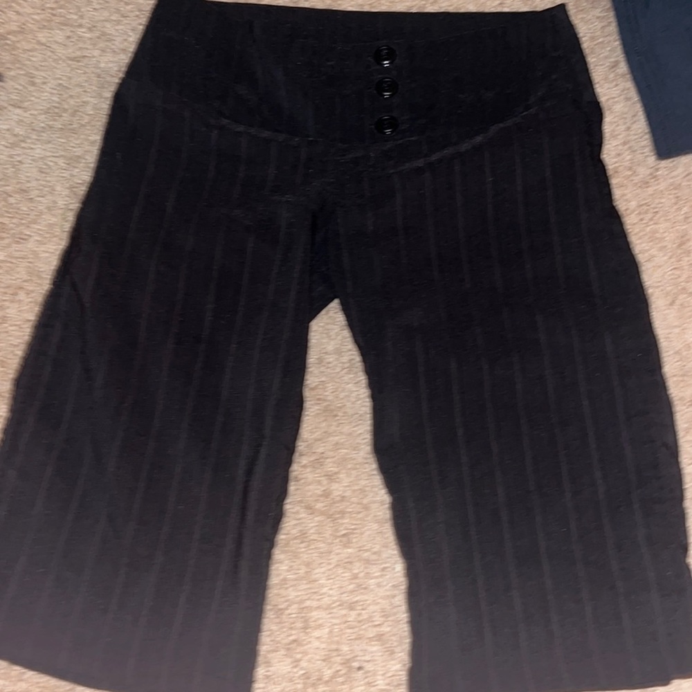 Black capris with grey strips, comfy and lose fitting
